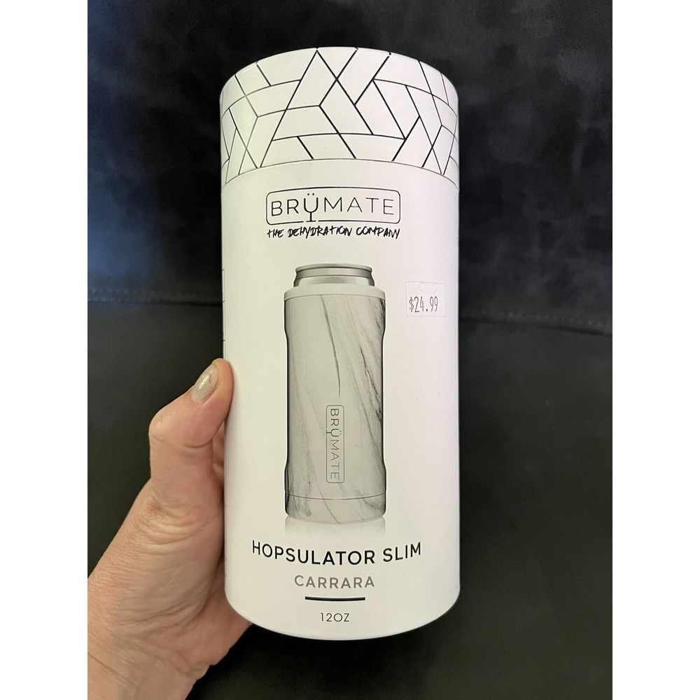 BRUMATE Hopsulator Slim "CARRARA" Brand New Original Box 12 OZ. BUILT to LAST!